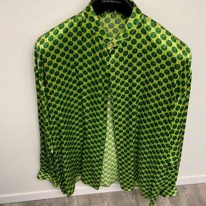 Men’s 100%poly-silk Kelly and lime-green floral